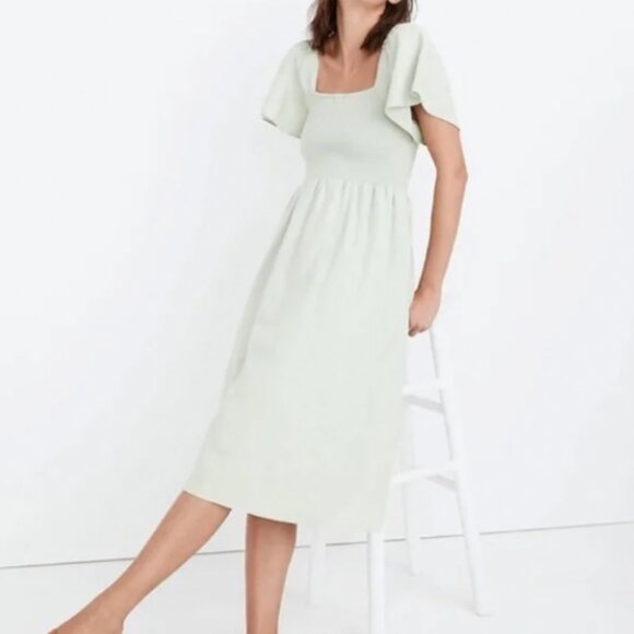 Madewell Sage Green Lucie Smocked Dress with Pockets - Size XL - Picture 2 of 10
